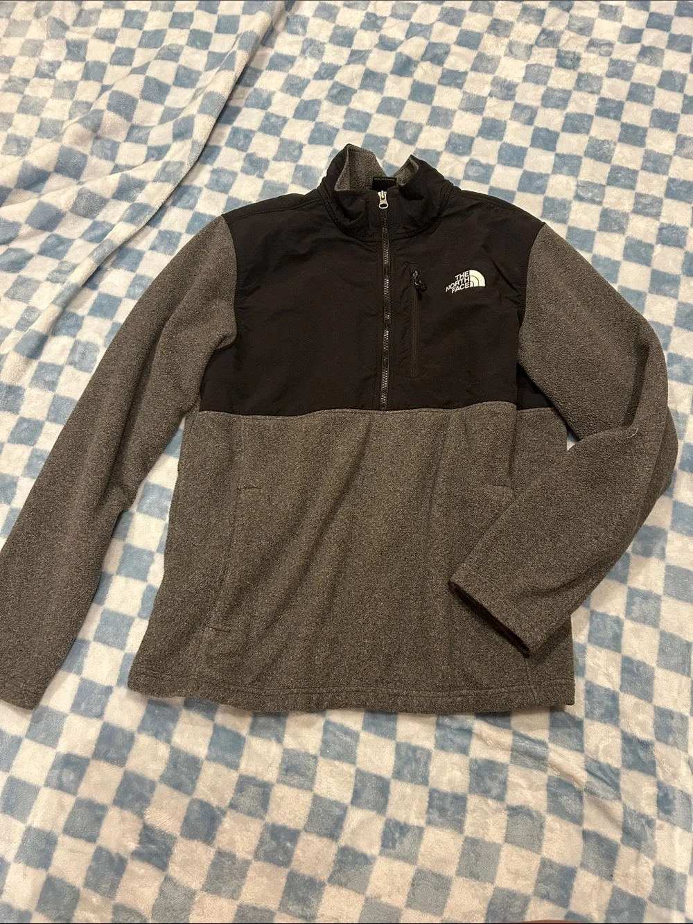 The North Face Men’s Gray and Black Half-Zip Fleece Jacket